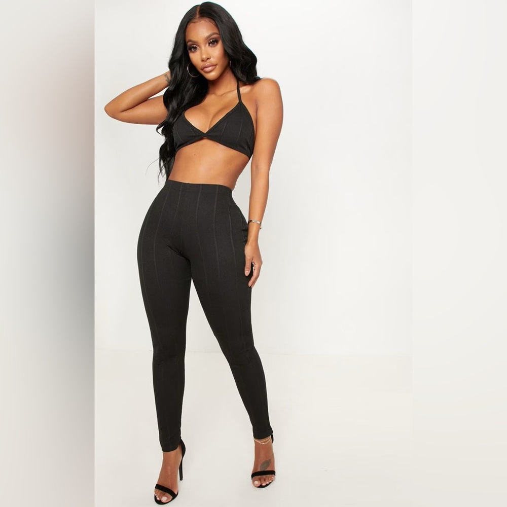 Missguided Black Bandage Skinny Legging Pants Size 6 Stretchy